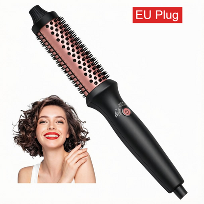 3-in-1 Ceramic Electric Hot Comb Hair Straightener and Curling Brush