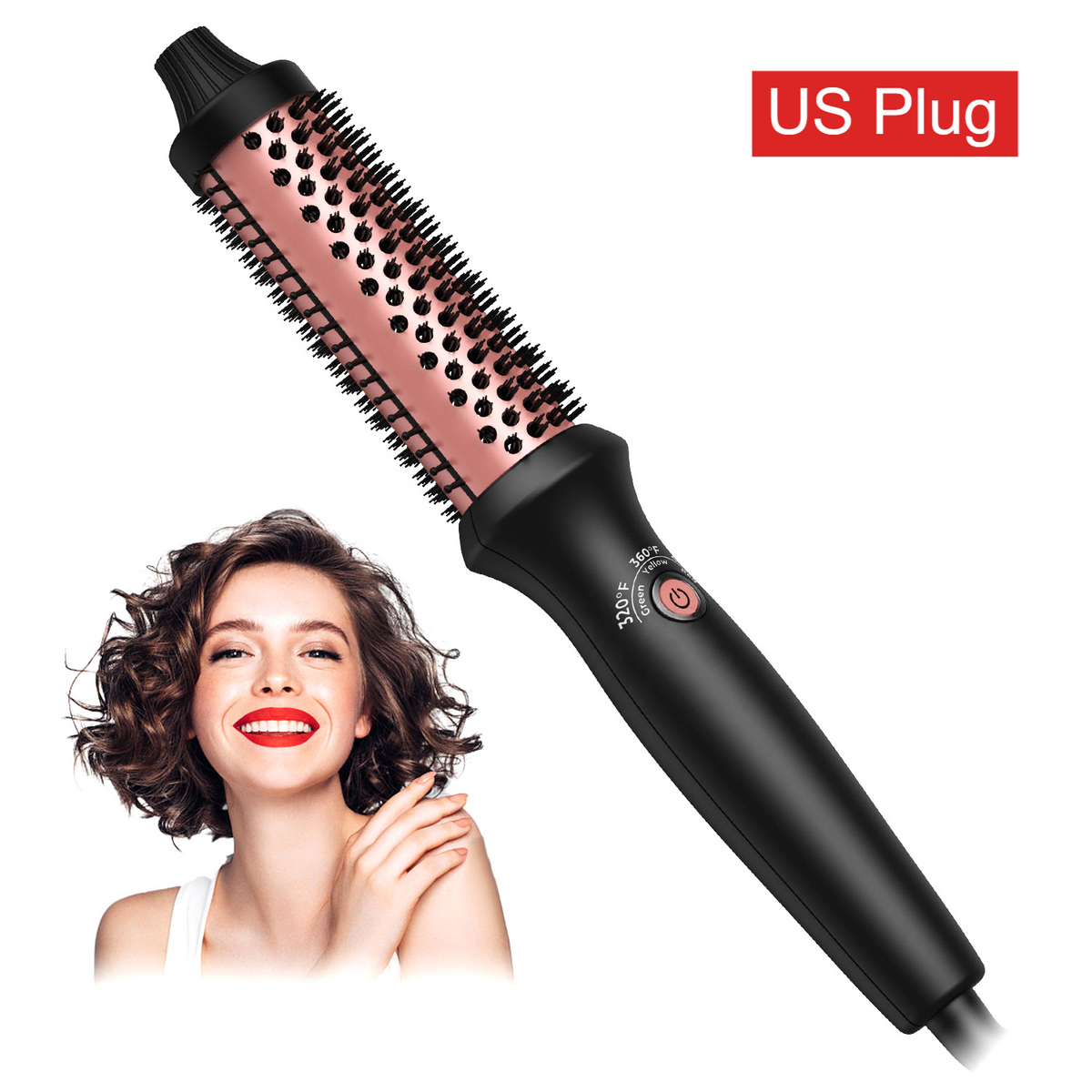 3-in-1 Ceramic Electric Hot Comb Hair Straightener and Curling Brush